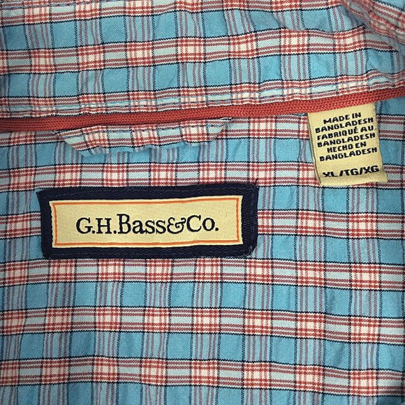 G.H. Bass & Co. Plaid Shirt Mens Size XL Short Sleeve Button Down - Picture 7 of 7